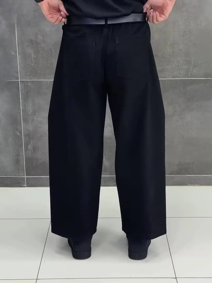 Black 3D Tailored Wide-Leg Cropped Pants