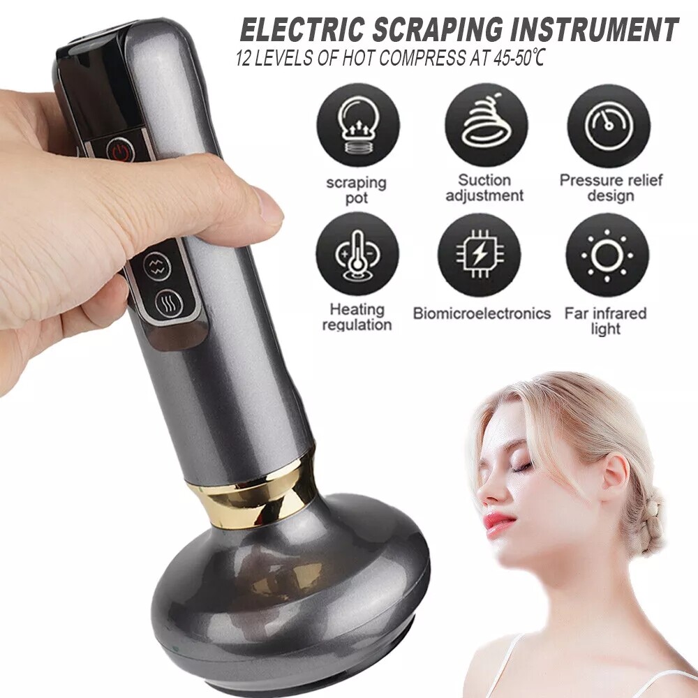 12 Levels Electric Cupping Massager Vacuum Suction GuaSha Anti Cellulite Beauty  Grey