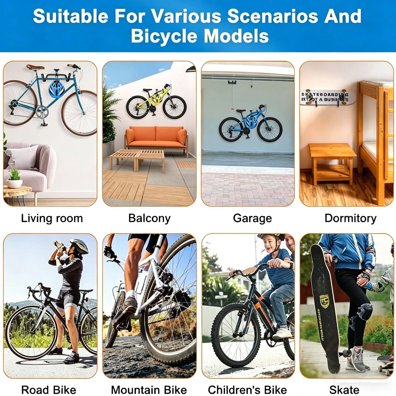2pcs Bike Storage Hanger Wall Mounted Bicycle Hook Rack Garage Stand Tool — image 7