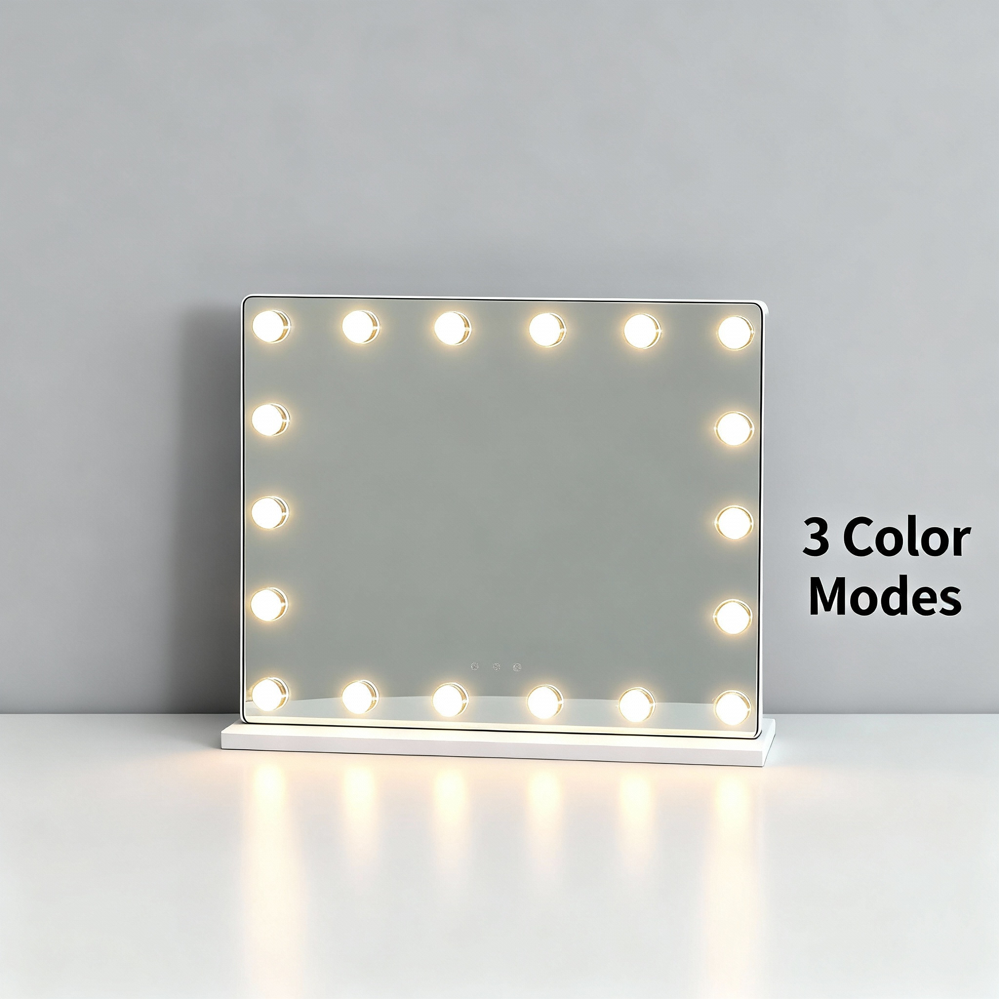 LED Vanity Mirror With 15 Bulbs - Multi Color Lighting Rechargeable Makeup Mirror For Home Use