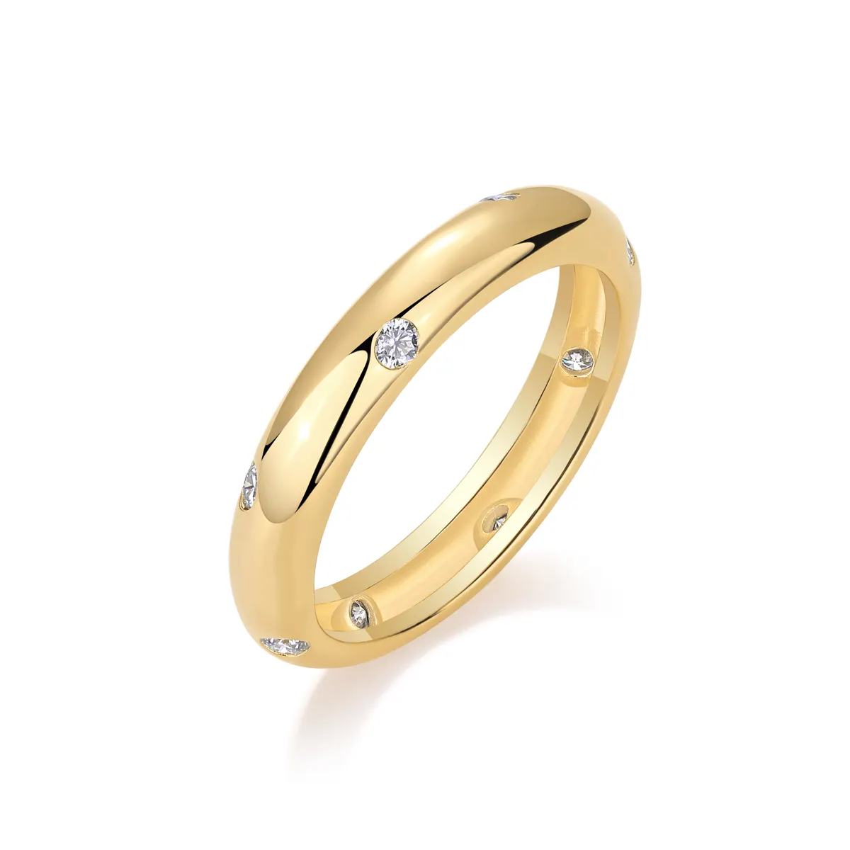 S925 Silver Gold Plated 8-Stone Moissanite Ring