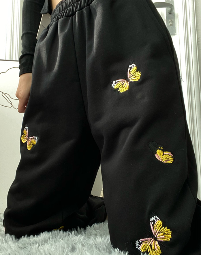 Title 1, New Butterfly Embroidery Sweatpants Women