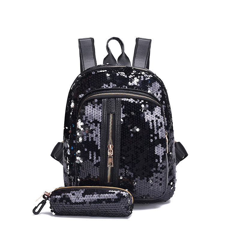 Shiny Student Backpack Female Bag Black - Shop at LoveMi