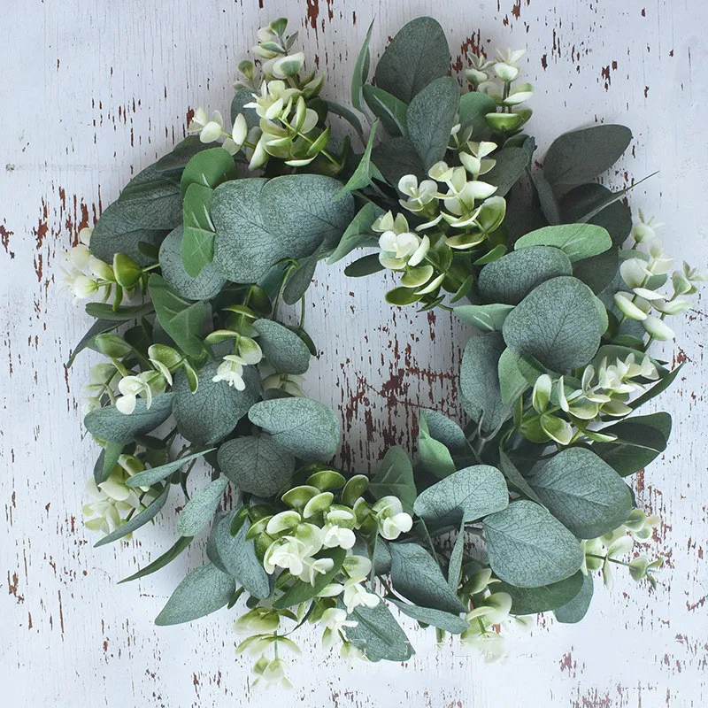 Small Size Rural Money Leaf Eucalyptus Loop Pendant Simulation Garland - White