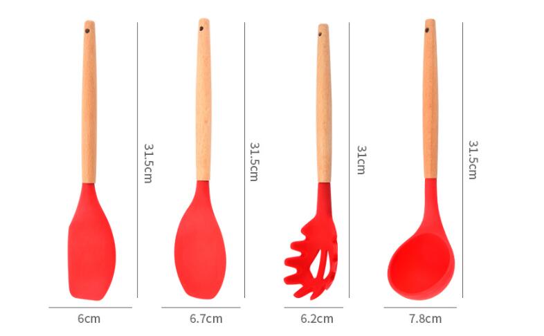 Title 1, Wooden Handle Silicone Kitchenware Set 12-piece...