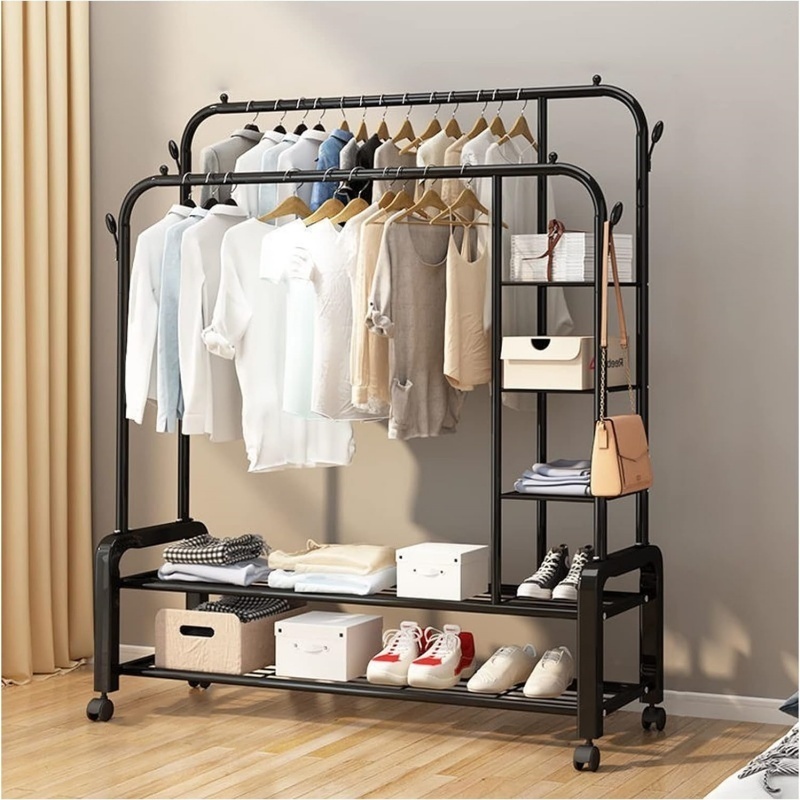 Heavy Duty Clothes Rail Load Sturdy Clothes Rack With Shelfs & Shoe Rack 9