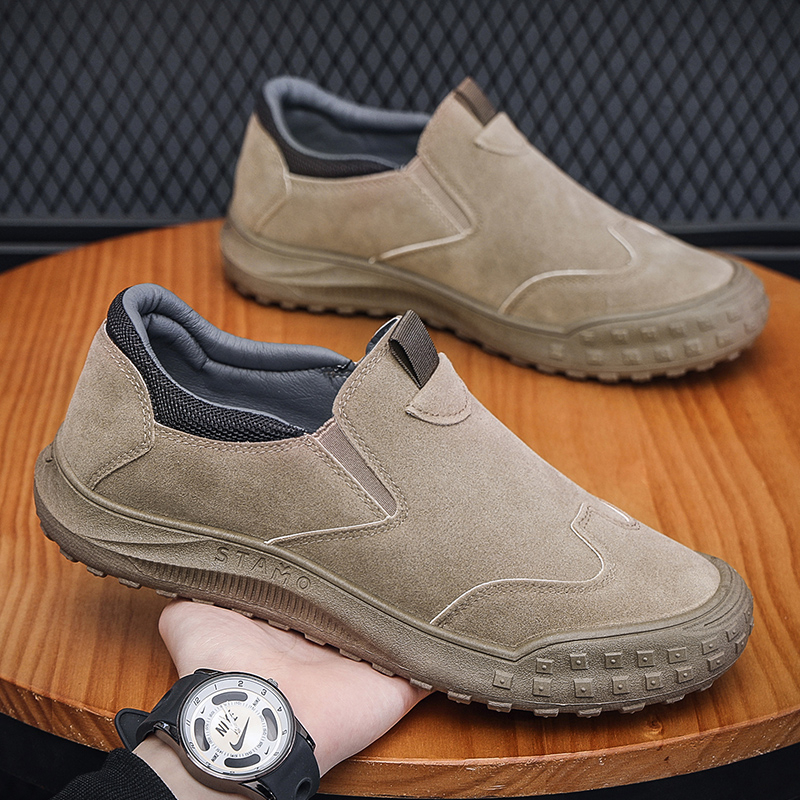 Men's Slip-On Casual Safety Shoes, Low-cut, Waterproof, Anti-slip Wear-resistant Outdoor Work Shoes
