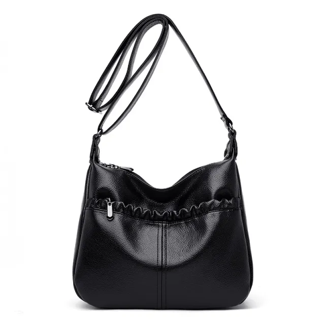 Middle aged Women's Bag All match Handbag Lychee Pattern One shoulder Diagonal Ladies Bag Black - Shop at LoveMi