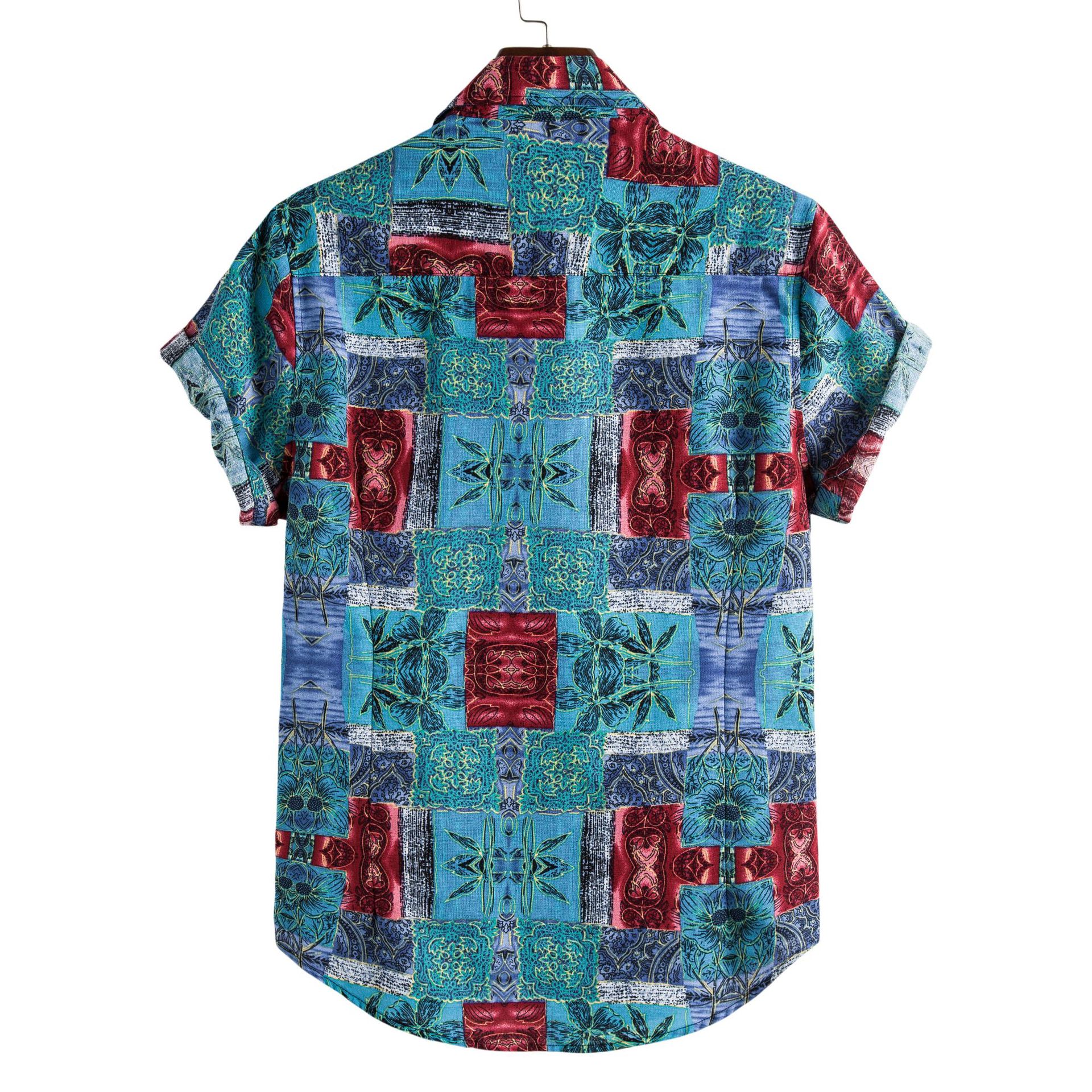 Title 2, Printed casual mens short sleeve shirt lapel top