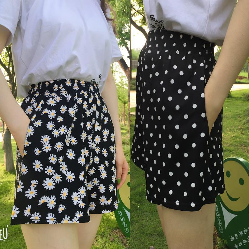 Title 5, Daisy Polka Dot Chiffon High Waist Wide Leg Sho...