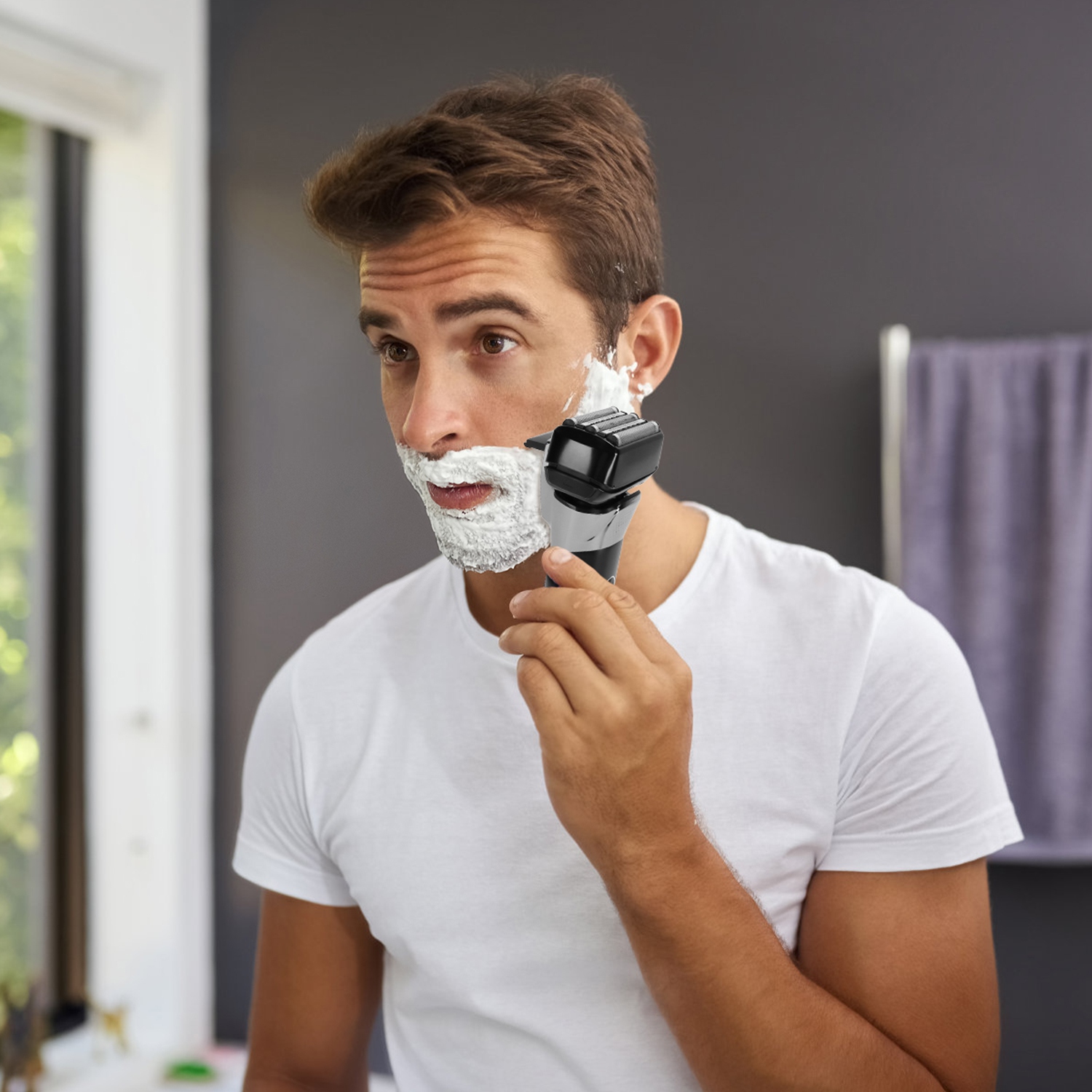 Electric Foil Face Shaver 5-Blade Electric Razor For Men Wet & Dry Jawline Beard Trimmer Precision Sideburn Shavers IPX6 Waterproof With LED Display Cleaning Brushes 3