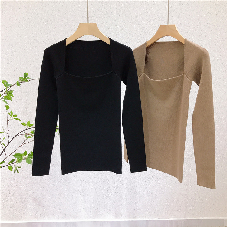 Title 11, French Square Collar Exposed Collarbone Slim Sl...