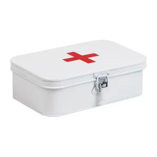 First Aid Box, Emergency Kit, Medical Supply Organizer, Vintage, Buckle Lock