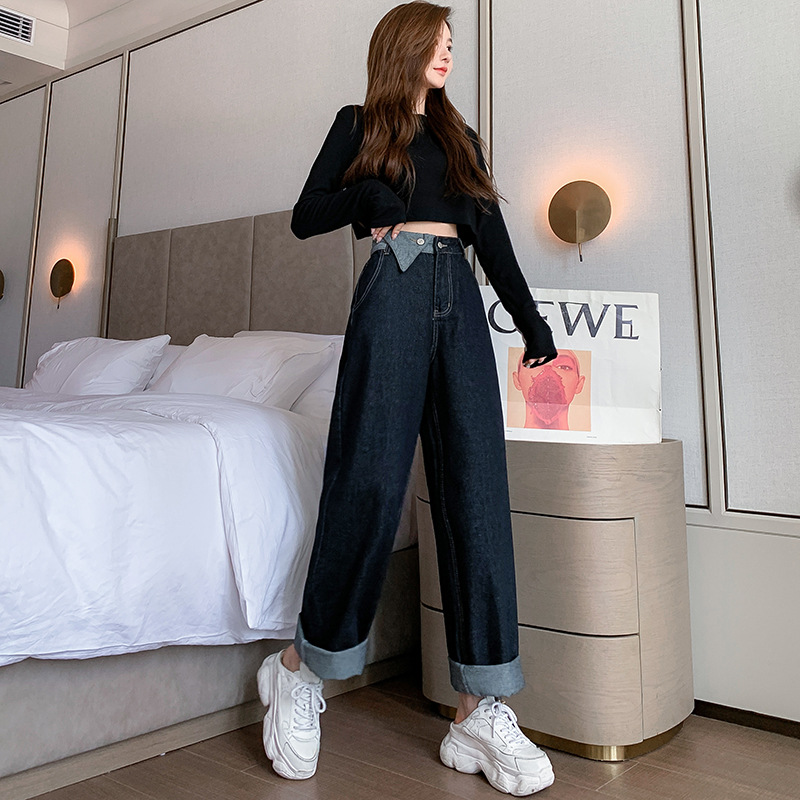 Loose, Draped Straight Leg Hole Mopping Trousers B - Shop at LoveMi