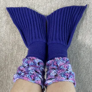 New Ins Warm Mermaid Knitted Wool Floor Socks - Blue
