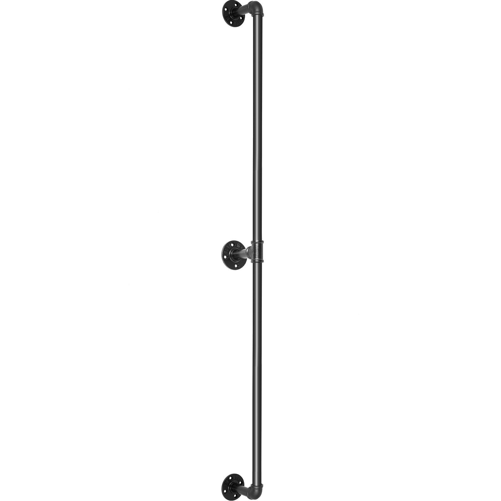 VEVOR Pipe Stair Handrail, 6FT Staircase Handrail, 440LBS Load Capacity Carbon Steel Pipe Handrail, Industrial Pipe Handrail With Wall Mount Support, Round Corner Wall Handrailings For Indoor, Outdoor image 7