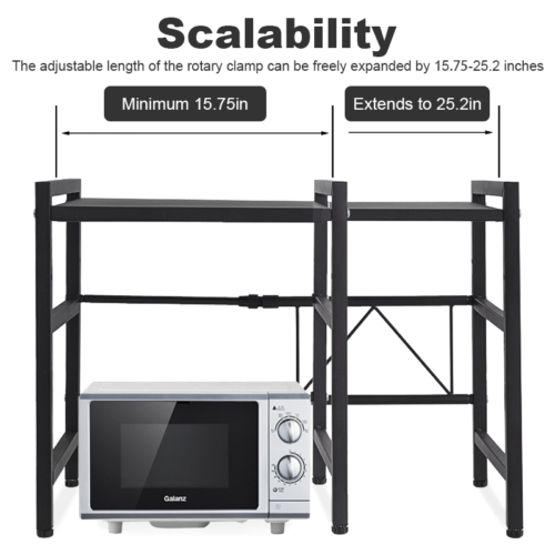 2 Tier Iron Microwave Oven Rack Stand Storage Holder Kitchen Corner Shelf Black — image 8