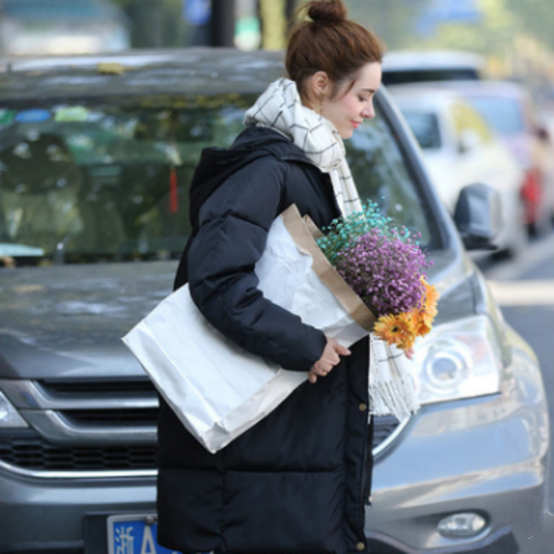 Mid-Length Cotton Hooded Down Cotton Loose Padded Bread Coat Quilted Jacket