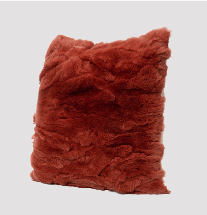 Modern Simple And Light Luxury Rust Red Crystal Cushion Pillow