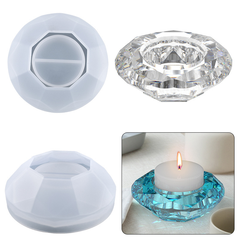 Diamond Candlestick Holder For Circular Cut Face Storage Box