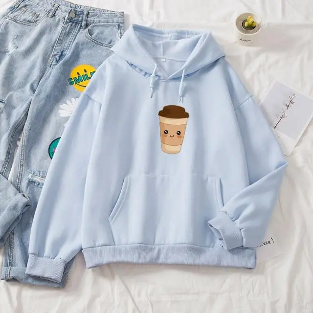 Women's Sweet Cup Hoodie Blue Sky Blue - Shop at LoveMi