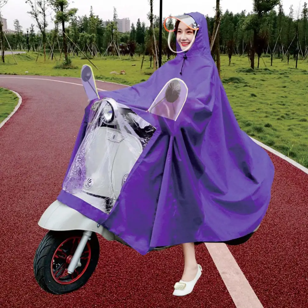Double Electric Bike Raincoat Motorcycle Poncho Big Brim