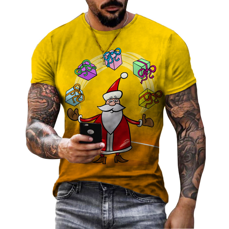 Title 2, Kerst Heren 3D T-shirt Digitale Print Korte Mouw