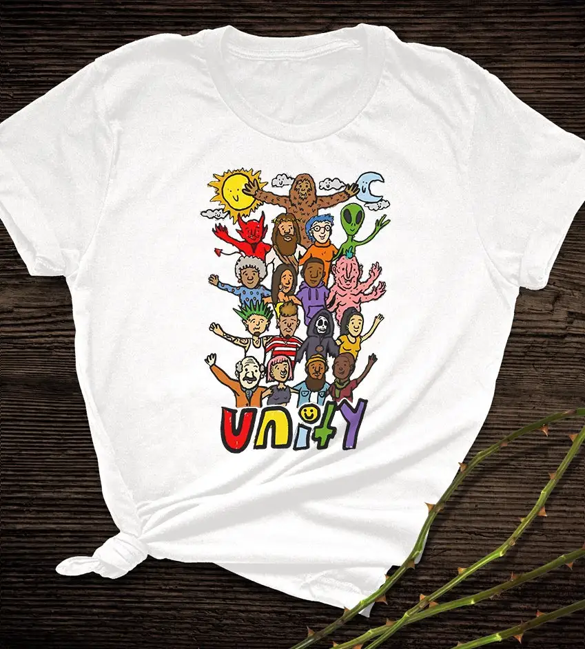 Cartoon Man Print Short Shirt Team Uniform European And American Fabrics - White