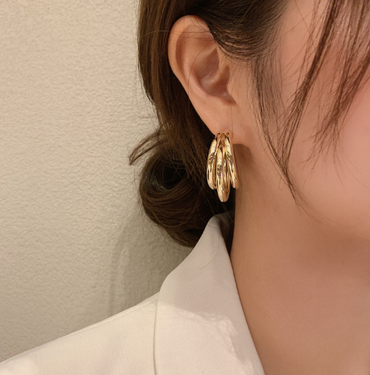 925 Silver Needle High End Exaggerated Metal Earrings