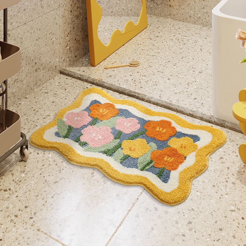 Minimalist Small Flower Household Bathroom Super Soft Imitation Cashmere Absorbent Floor Mat