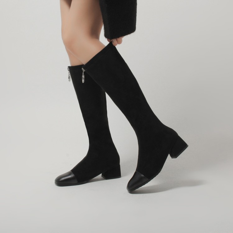Square Heel Korean Zipper High Boots
