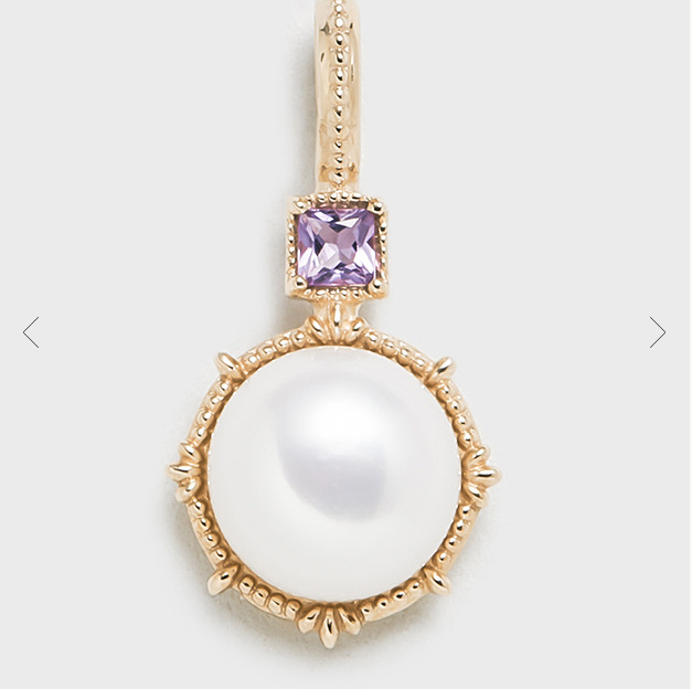 Small Silver Plated 14K Gold Amethyst Bread Pearl Earrings