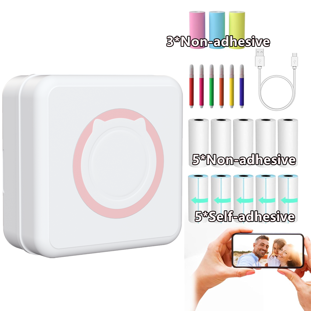 Bluetooth Inkless Mini Pocket Thermal Printer Sticker Photo Label Paper 6 Pens — image 7