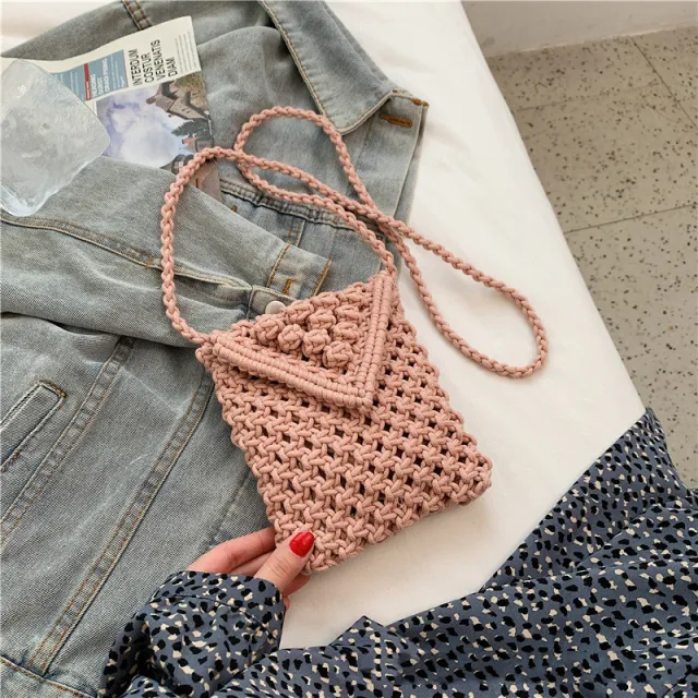Woven Bag Fashion One shoulder Western Style Messenger Texture Pink - Shop at LoveMi