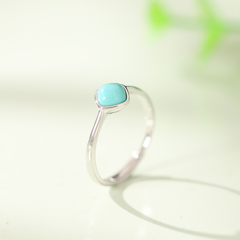 Title 1, Turquoise Square Silver Ring Female