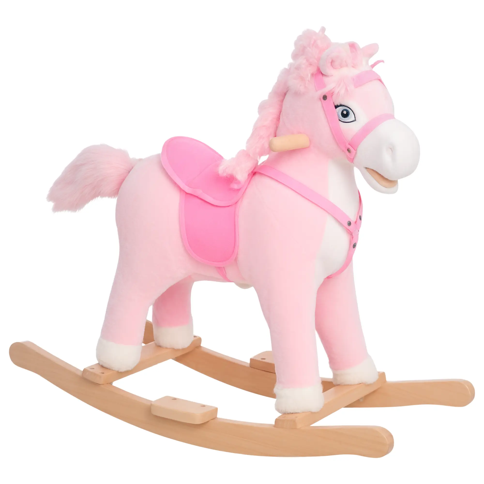 Plush Rocking Horse, Realistic Sounds, Swinging Tail, Pink, Ideal Birth Gift, Joyful Engaging, For 3 Years