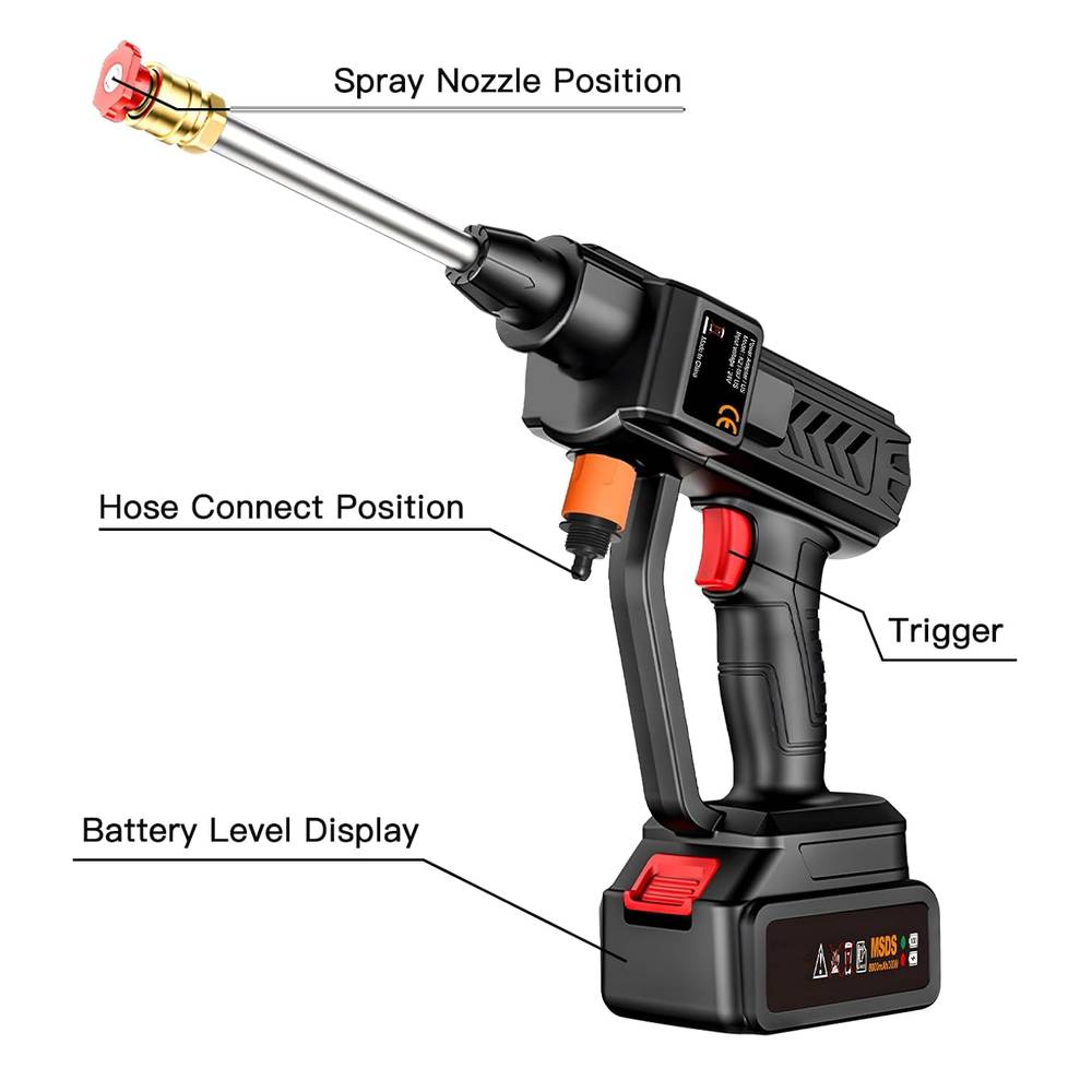 2 Battery Cordless Car High Pressure Washer Jet Water Wash Cleaner Gun Portable 12