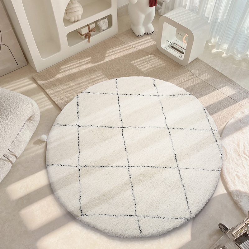 Living Room Black And White Lines Nordic Simple Ins Long Velvet Coffee Table Morocco Bedroom Bedside Round Mat