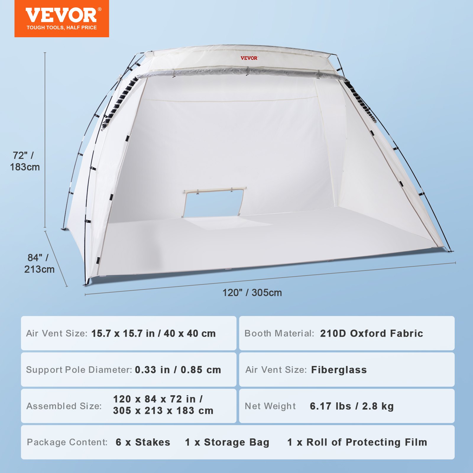VEVOR Portable Paint Booth, Larger Spray Paint Tent With Built-in Floor & Mesh Screen, Painting Tent… image 2