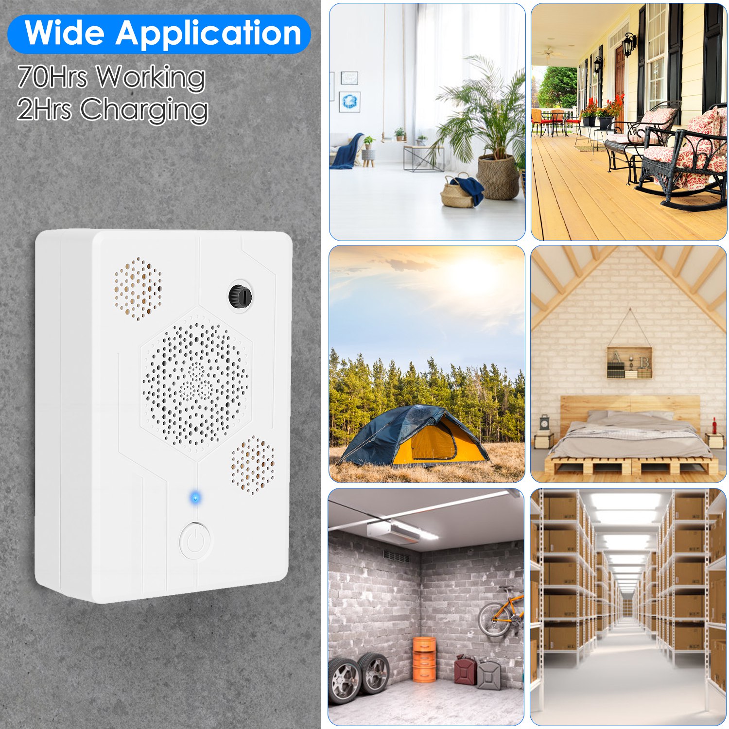 2Pack 2026 Upgraded Rechargeable Ultrasonic Bat Repellent Indoor Outdoor Bird Mouse Dog Deterrent Device With 3 Ultrasonic Speakers For Attic Porch House