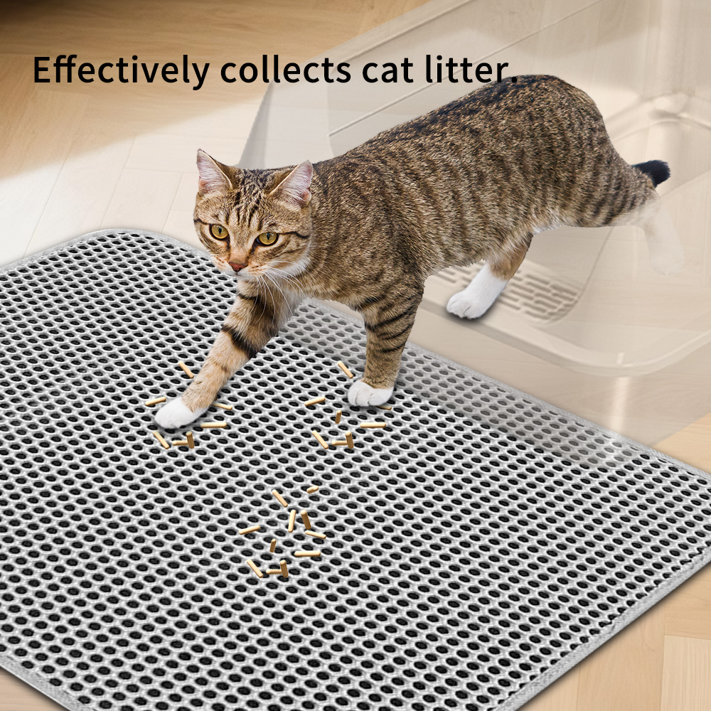 Premium Cat Litter Mat - Leak-Proof Waterproof Base & Non-Slip Backing - Effectively Traps And Filters Litter For A Cleaner, Dry Floor
