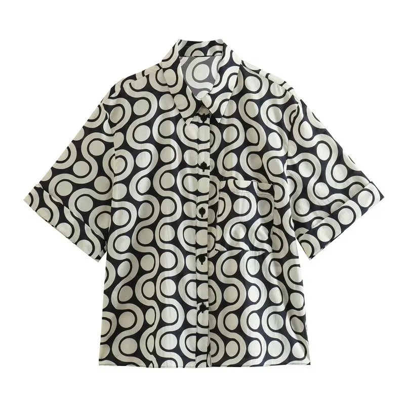 Cotton Short-sleeved Shirt With Pockets Casual Trousers - Shirt