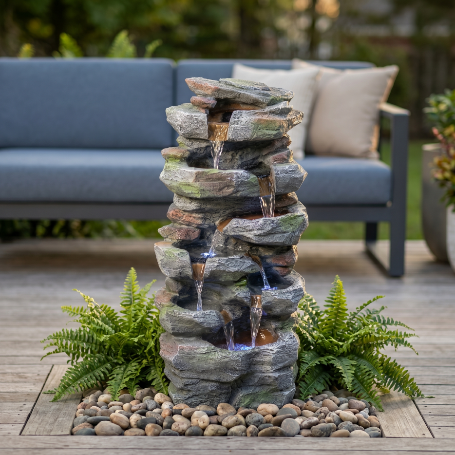 Fontaine extérieure de cascade de roche avec des lumières de LED fontaines de jardin – Image 5