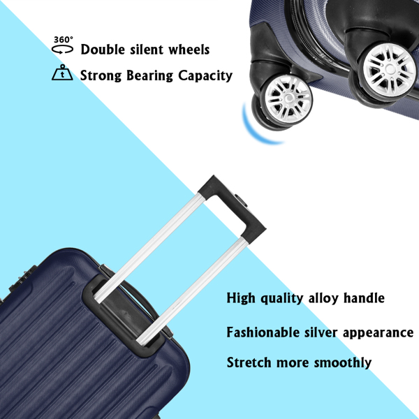 Vertical 3-in-1 Spinner Wheel With Handle Trolley Case 20in 24in 28in ABS Aluminum Alloy Trolley Classic Color - Navy Blue — foto 4