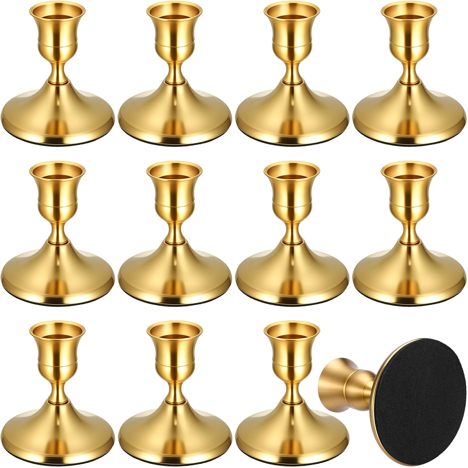 Taper Candle Holders 12 PCS, Brass Black Vintage Candlestick Holders For Table, Wedding, Party And Home Decor