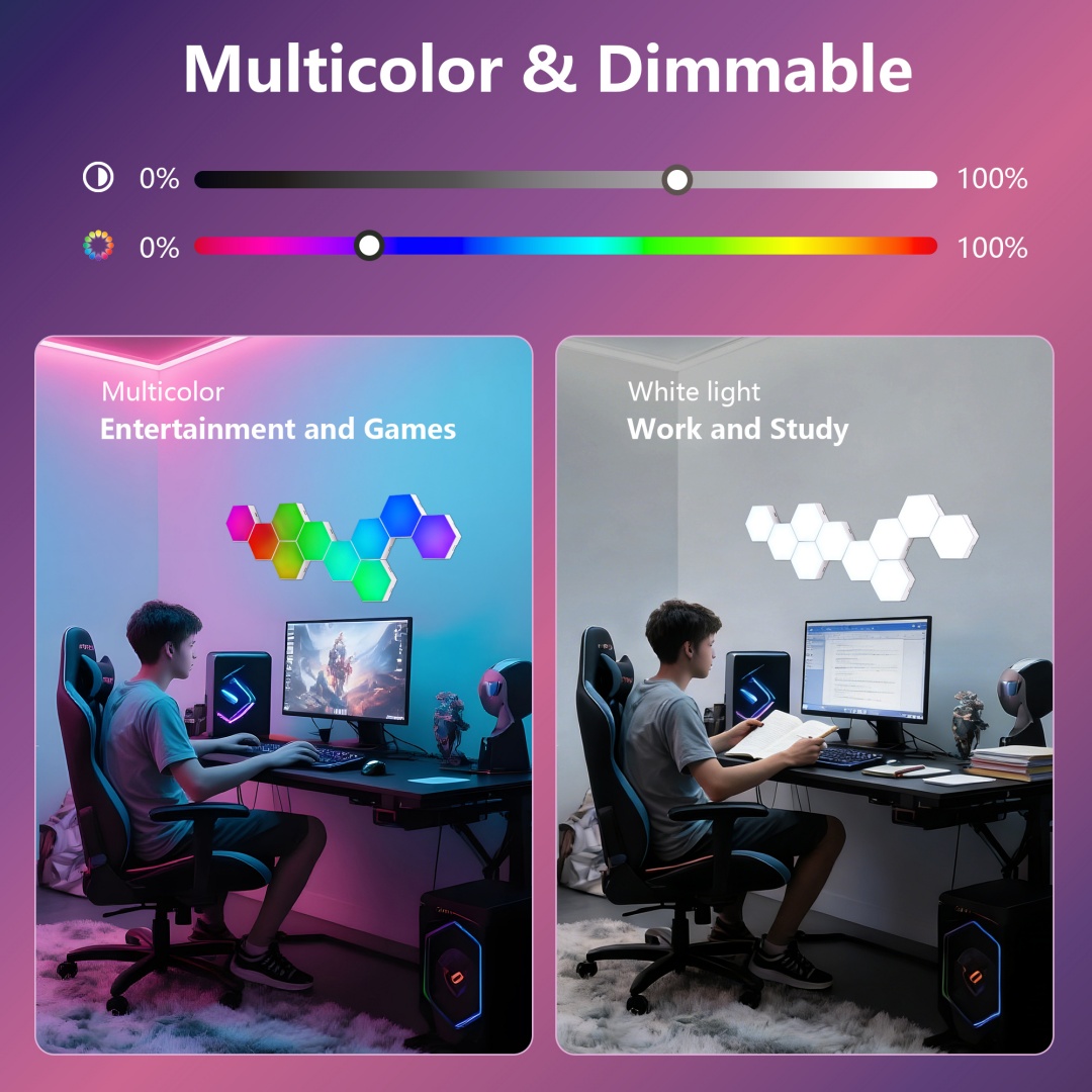 Hexagon Lights  10 Pack  LED Wall Panels, RGB Gaming Lights With APP, Smart... 11