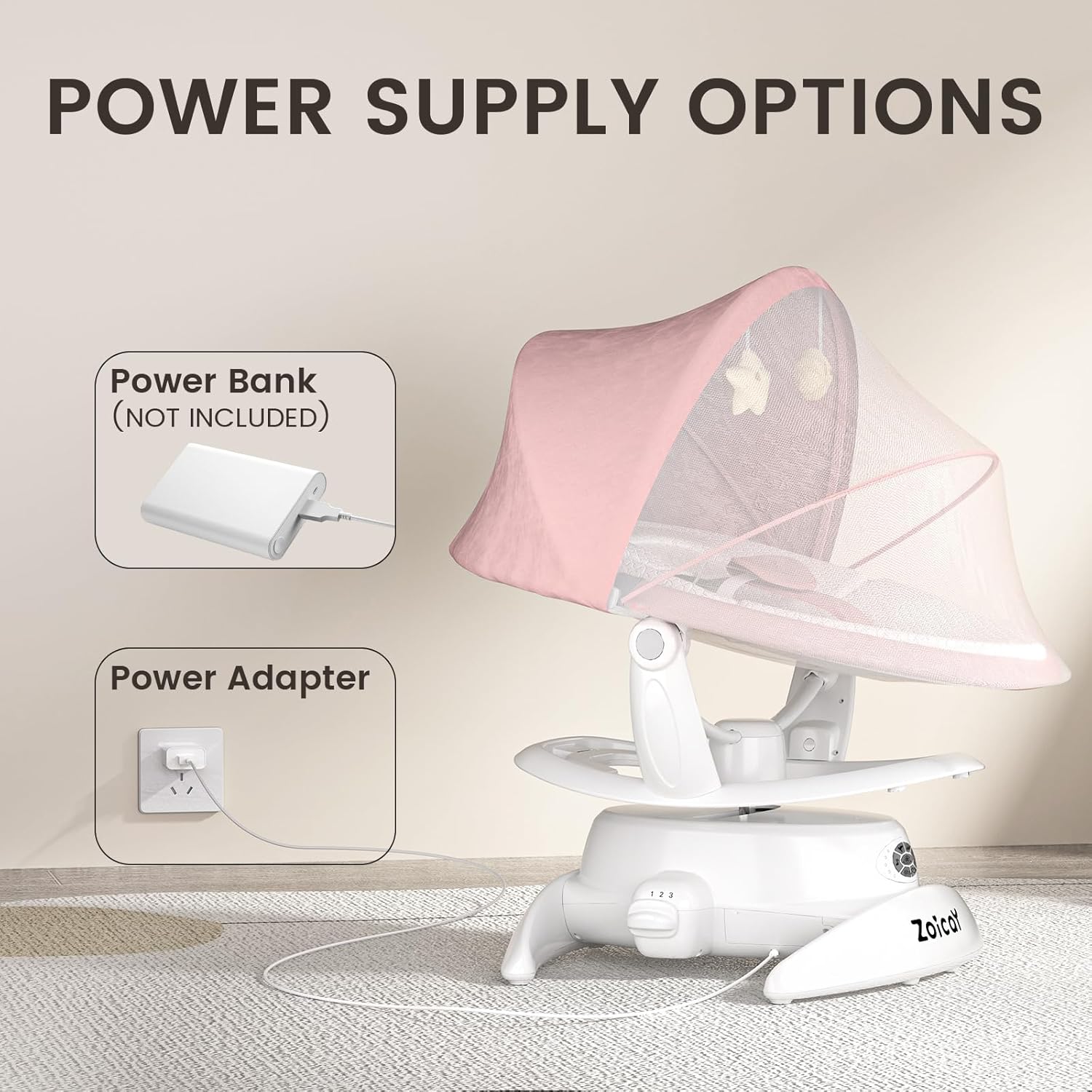 Baby Swing For Infants With Motion Detection, Electric Baby Swing With 3 Swing Modes, 12 Lullabies  5-Speeds