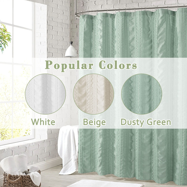 Tufted Shower Curtain - Seersucker Striped Modern Bathroom Curtain,72x72 Inch thumbnail 3