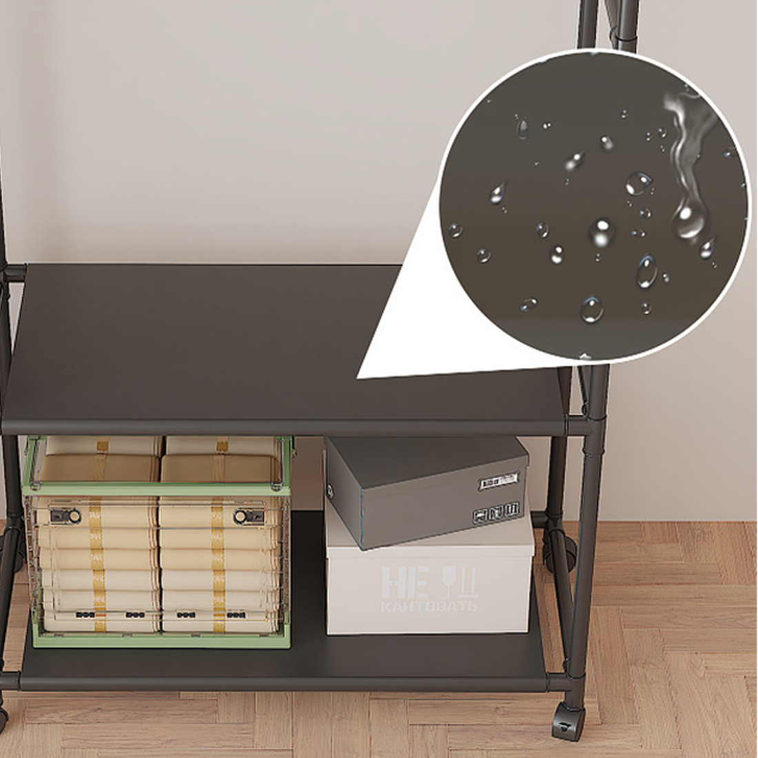 Clothes Rail Garment Hanging Stand Shoe Rack Home Storage Shelf Black — image 6