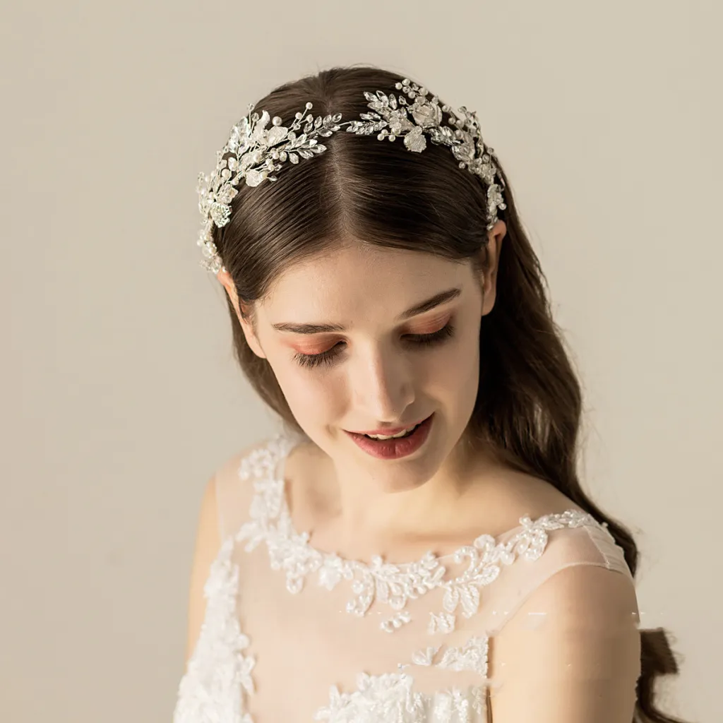 Versatile Alloy Silver Wedding Hairband Wedding Dress Matching - Silver